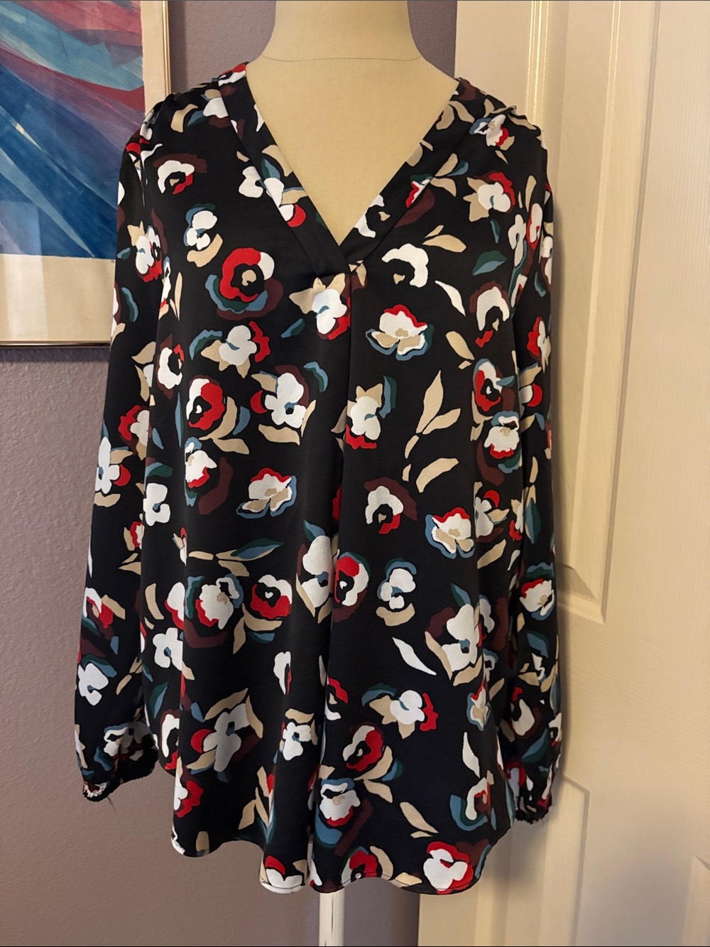 Alfani Bold Floral V-Neck Blouse